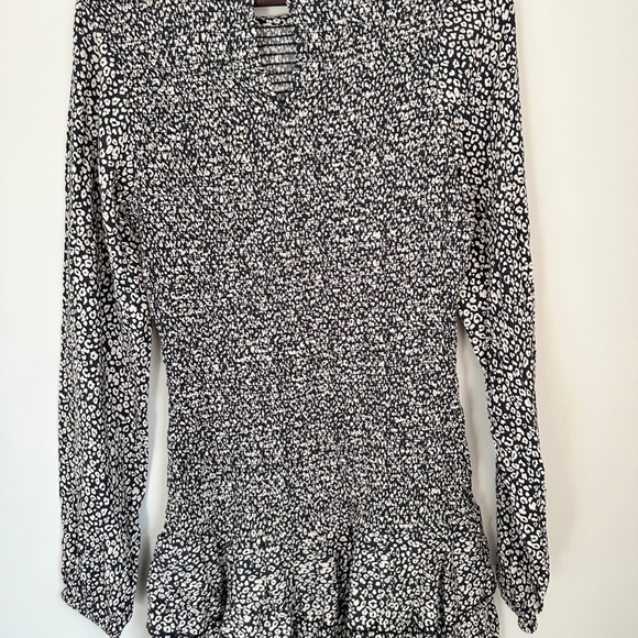 MANGO Teen Ruffled Smocked Leopard Print Dress — Girls Size L - Picture 3 of 7